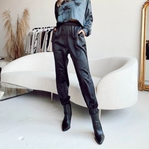 Vestique Black Satin Joggers
